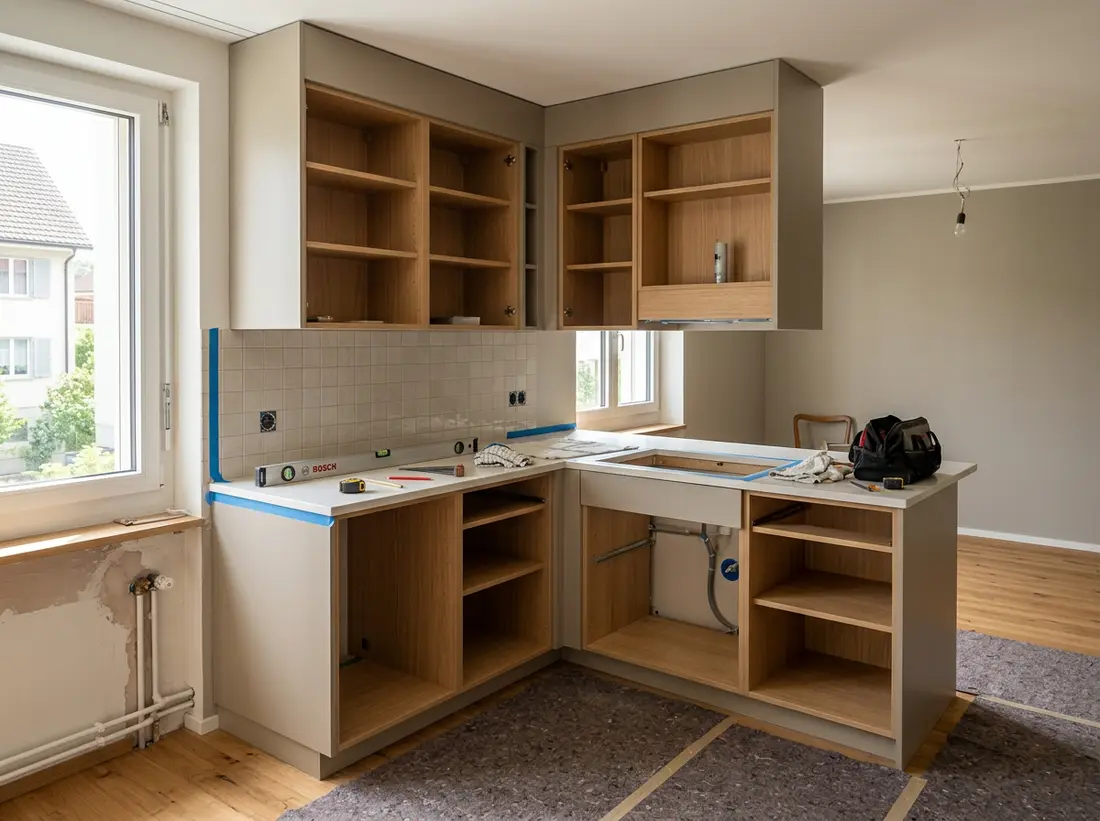 Exemple : cuisine en cours de rénovation intérieure