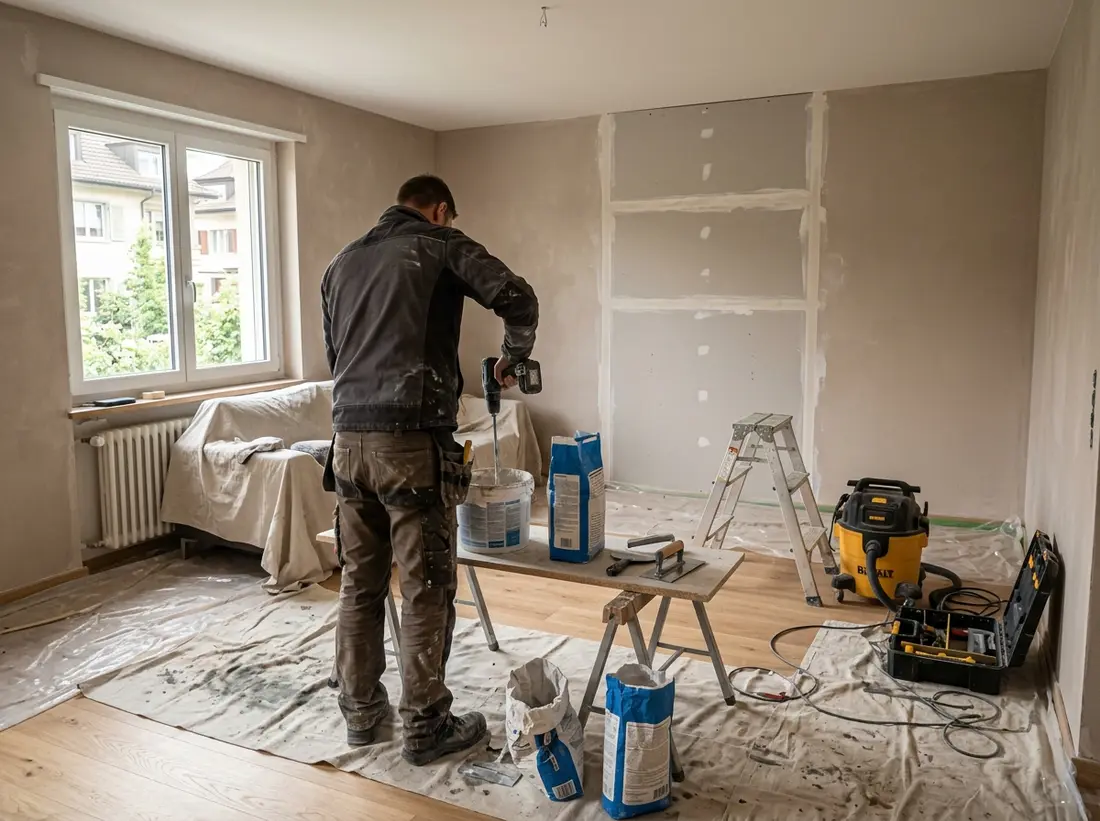 Exemple : pièce en cours de rénovation intérieure
